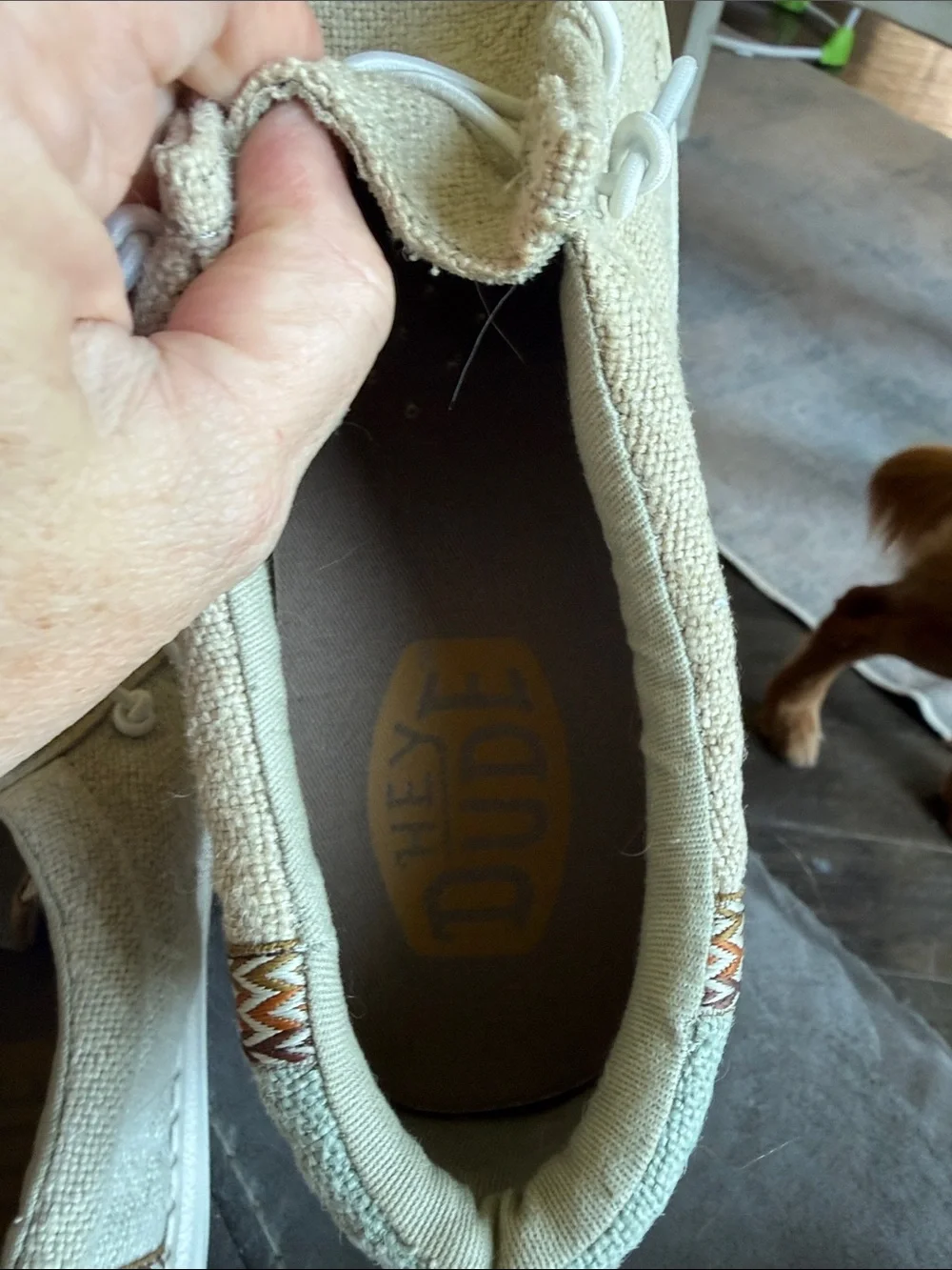Hey Dude Men's Slip-On Loafers in Natural Beige Canvas